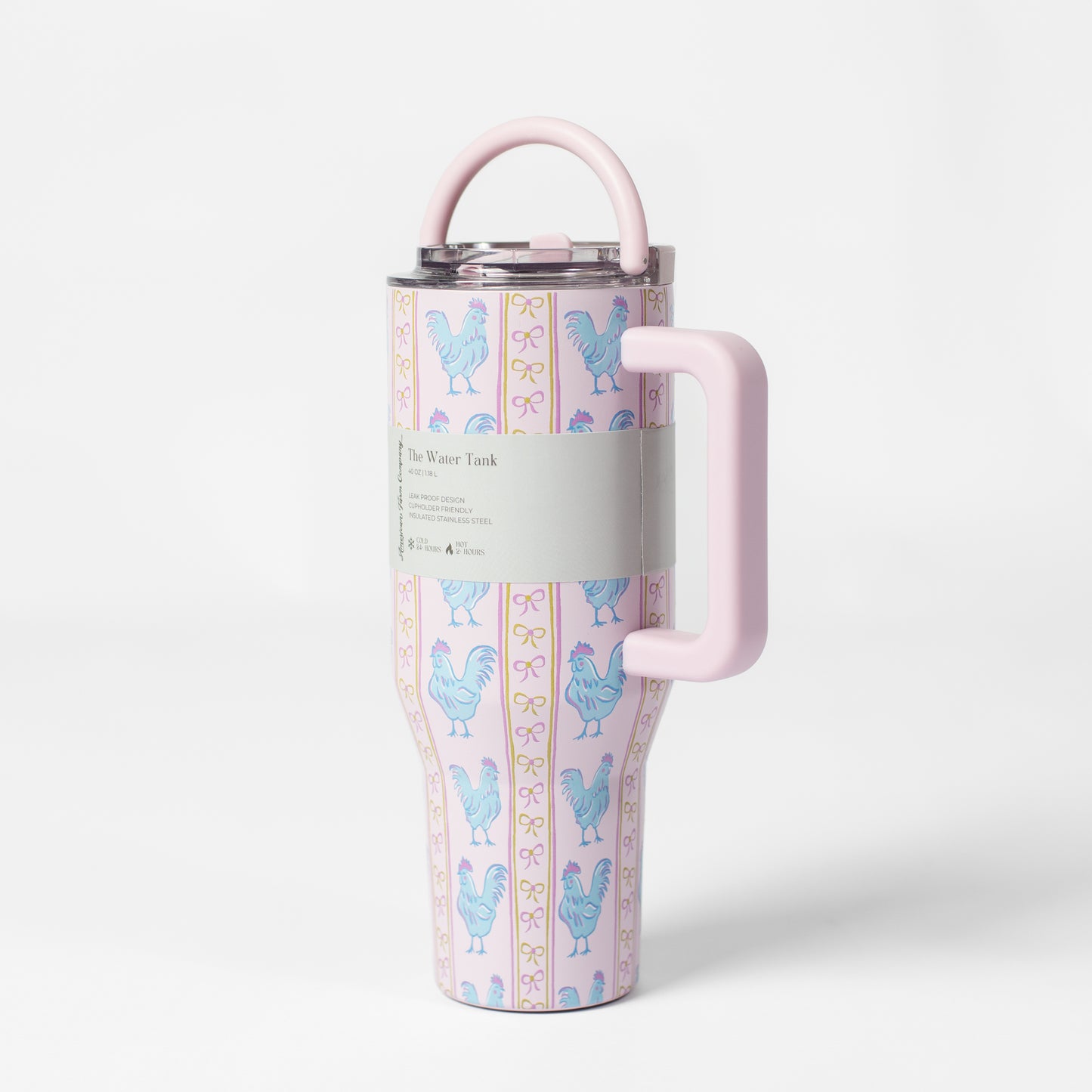 Pink Chickens & Bows 40oz Water Tank Tumbler