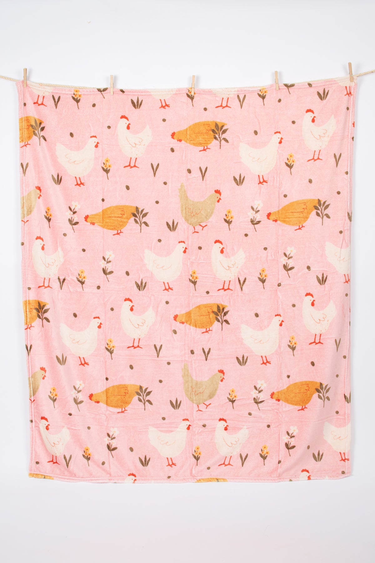 Pink Cottage Chicken Plush Blanket
