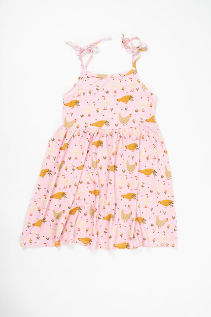 Pink Cottage Chicken Toddler/Youth Bamboo Dress