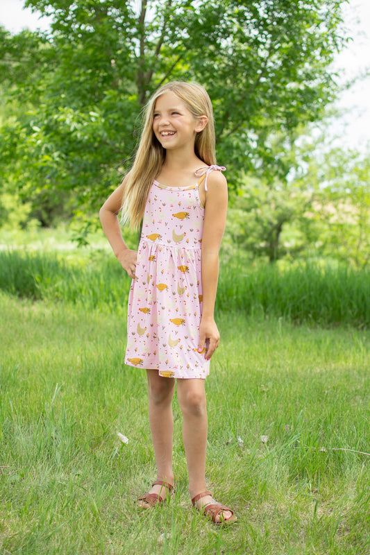 Pink Cottage Chicken Toddler/Youth Bamboo Dress