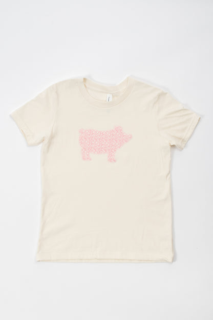 Pink Floral Pig Ivory Toddler/Youth Tee