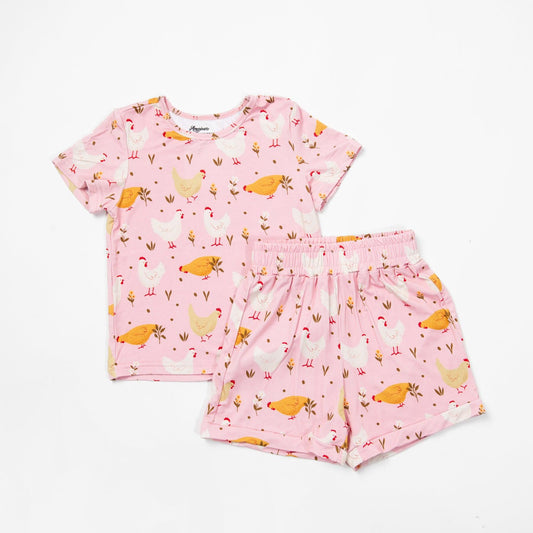 Pink Chicken Toddler/Youth Bamboo Pajama Set - American Farm Company