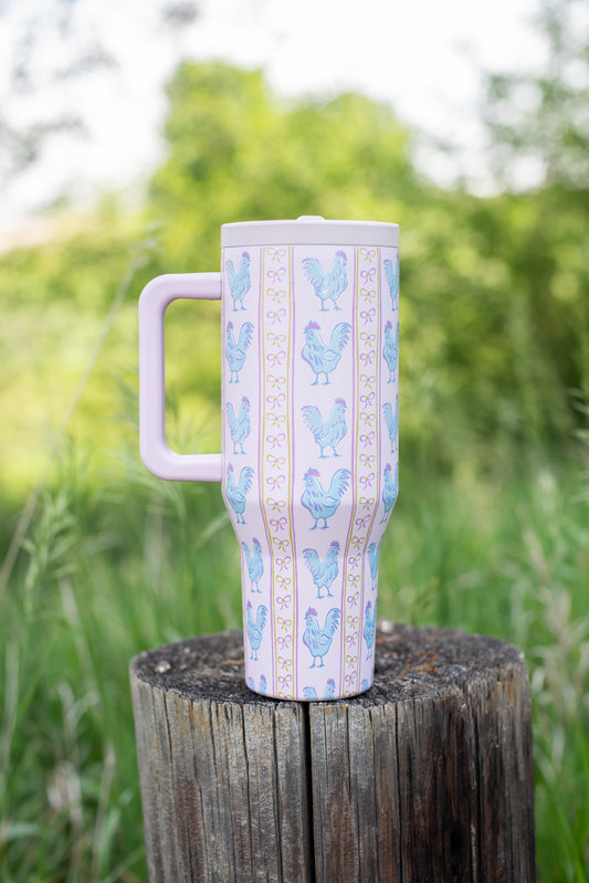 Pink Chickens & Bows 40oz Water Tank Tumbler