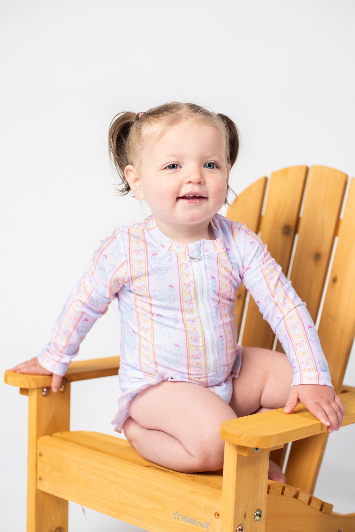 Pink Chickens & Bows Baby Longsleeve Swimsuit