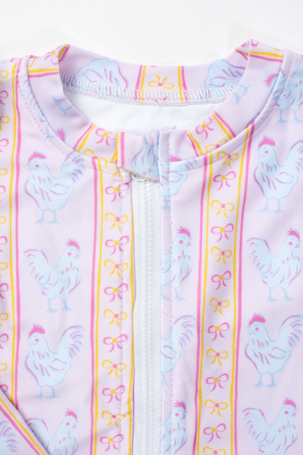 Pink Chickens & Bows Baby Longsleeve Swimsuit