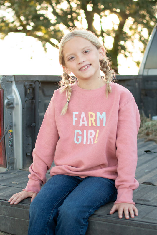 Pink ‘Farm Girl’ Toddler/Youth Crewneck