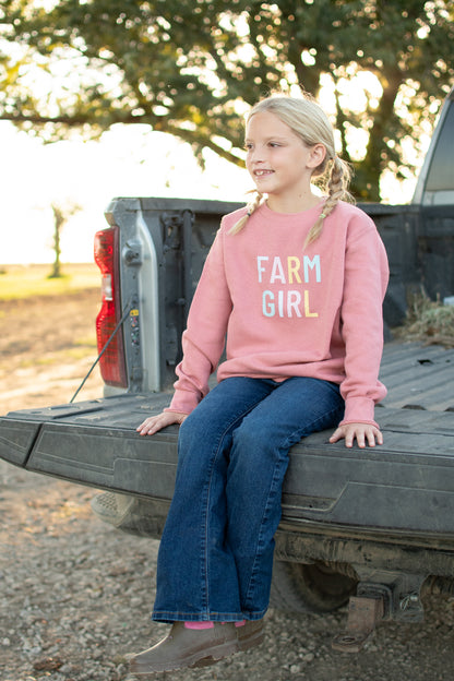 Pink ‘Farm Girl’ Toddler/Youth Crewneck