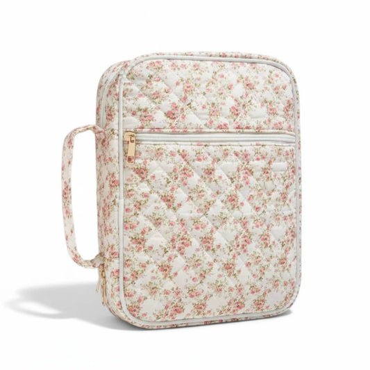Pink Floral Quilted Bible Case