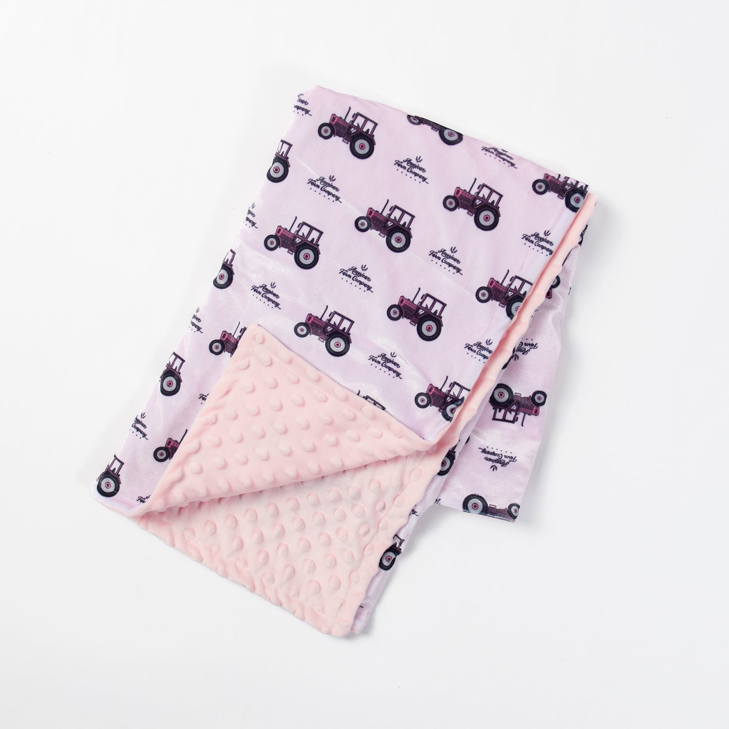 Pink Tractor Minky Baby Blanket