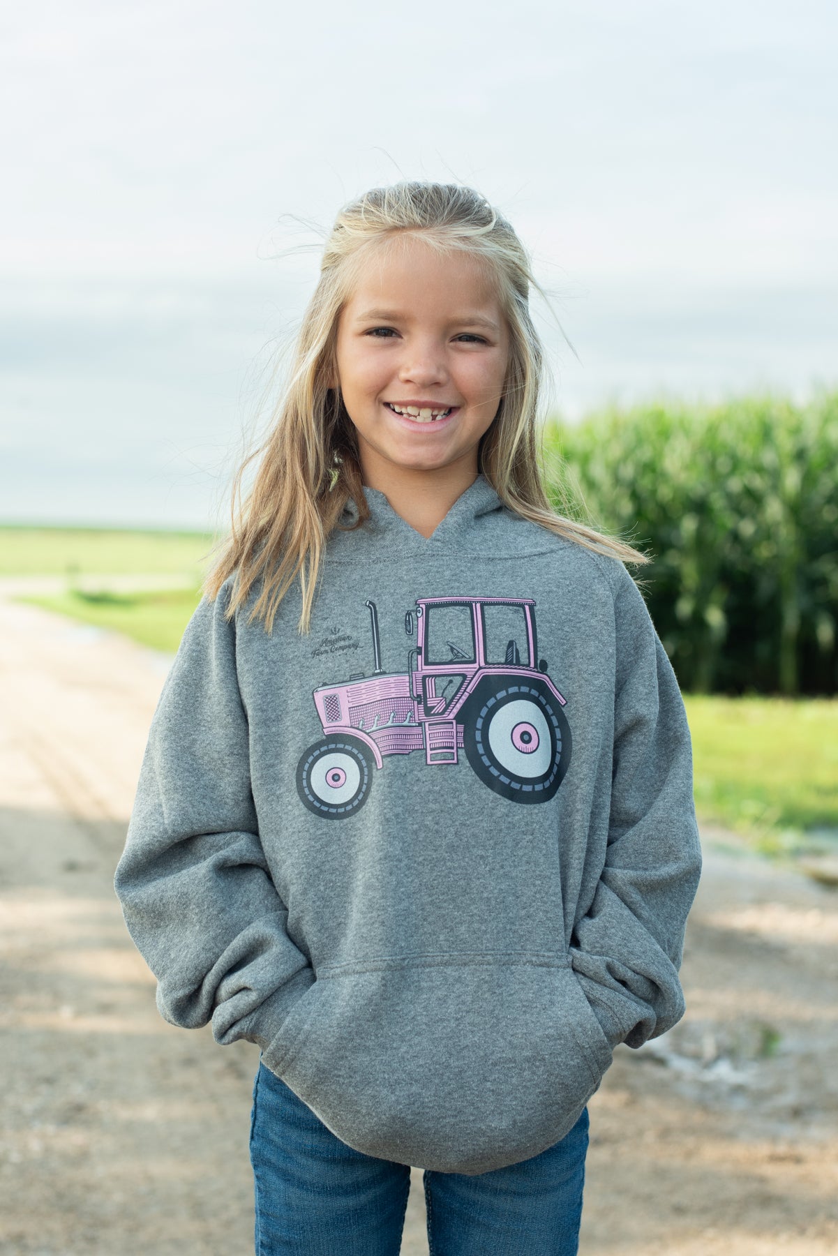Pink Tractor Toddler/Youth Hoodie