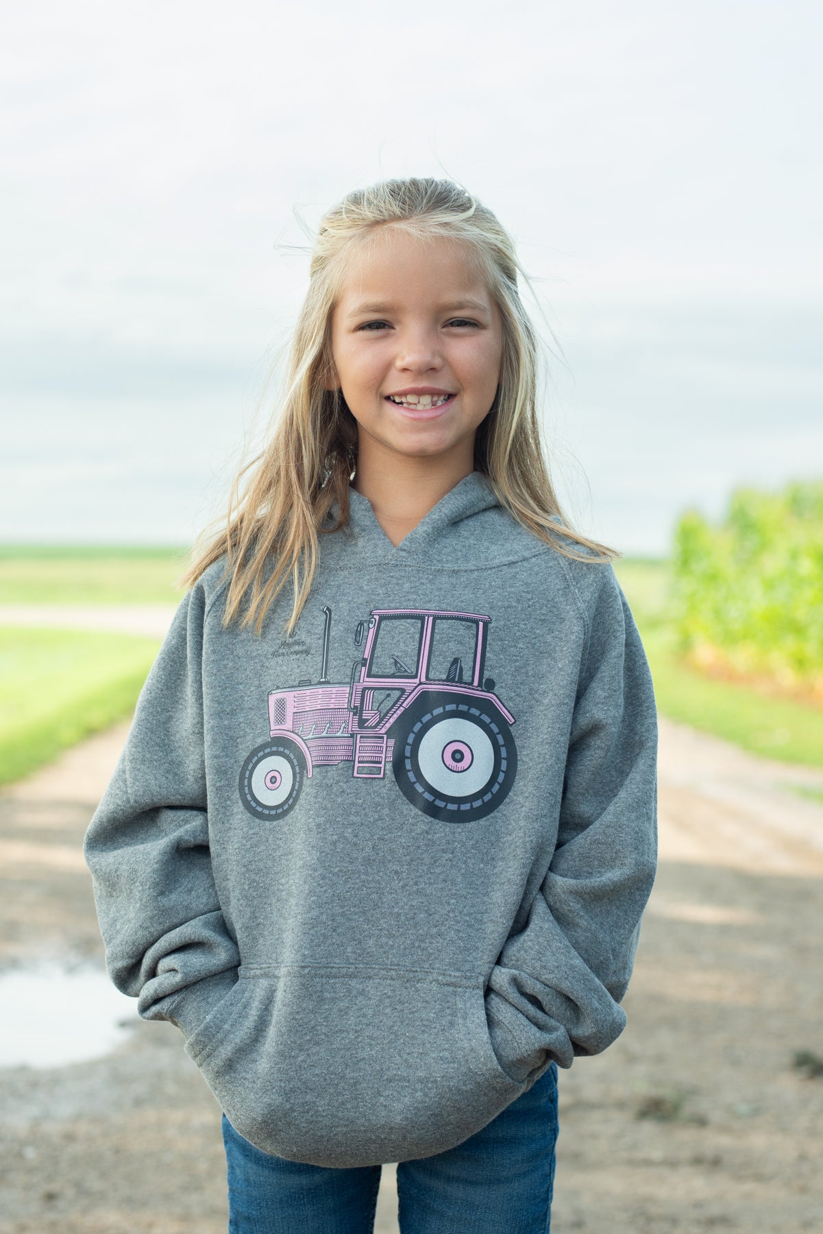 Pink Tractor Toddler/Youth Hoodie