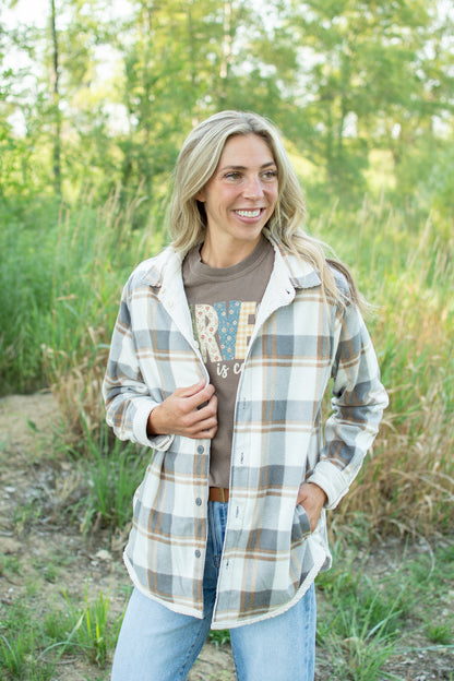 Plaid Lined Reversible Corduroy Flannel Shacket