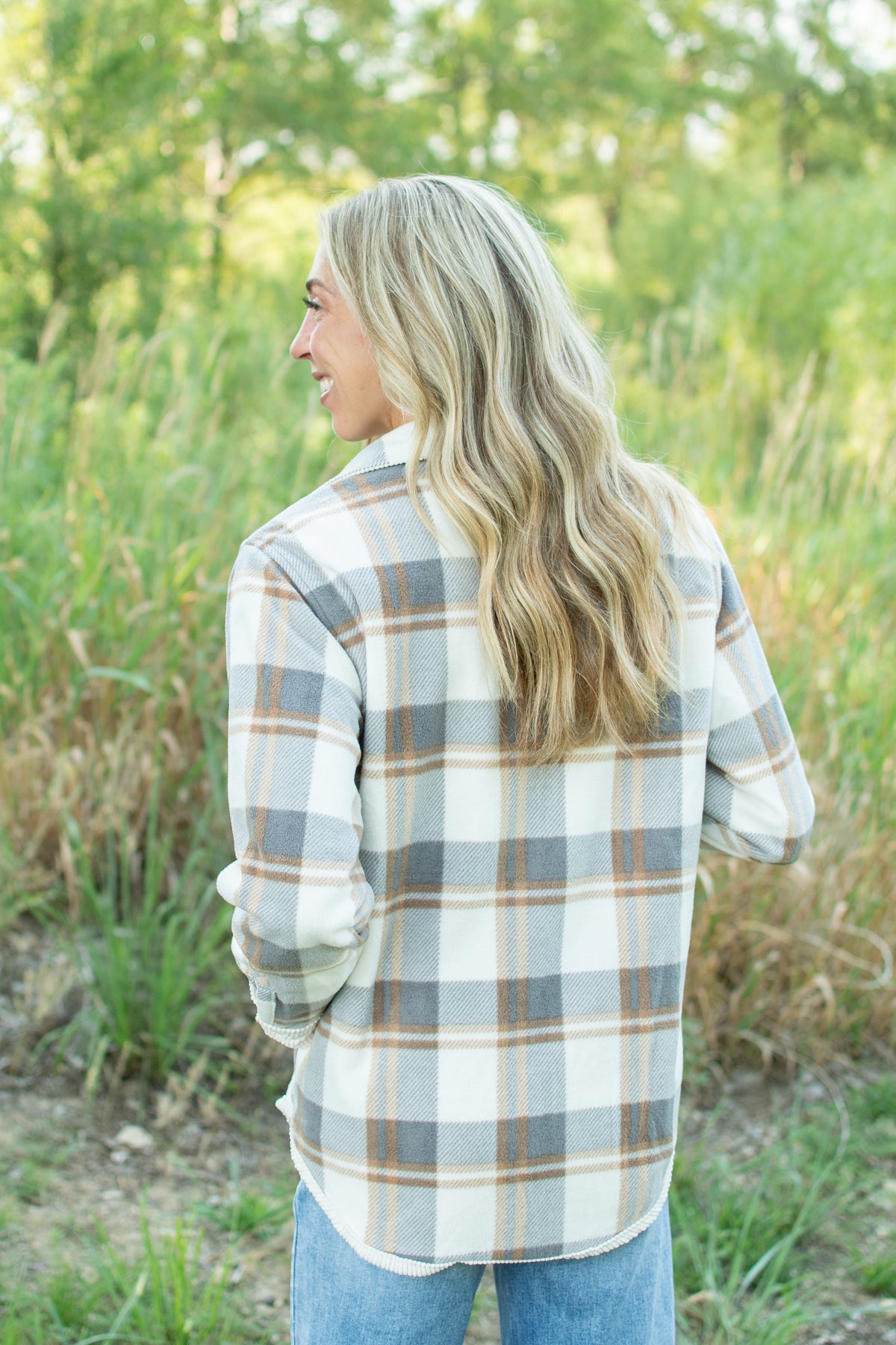 Plaid Lined Reversible Corduroy Flannel Shacket