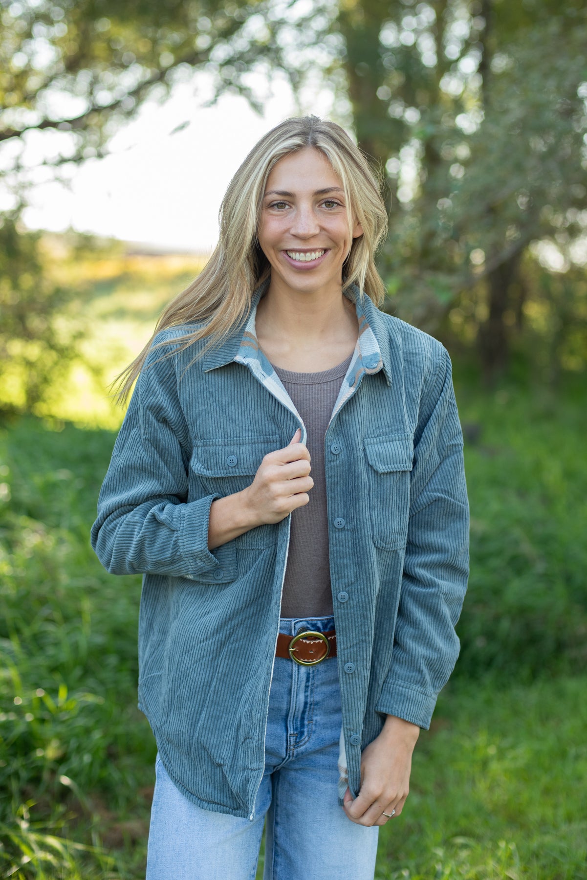 Plaid Lined Reversible Corduroy Flannel Shacket