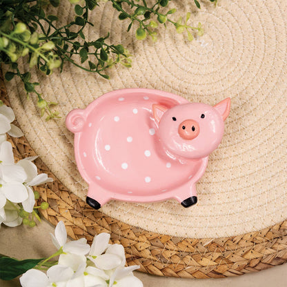 Polka Dot Pink Pig Trinket Dish