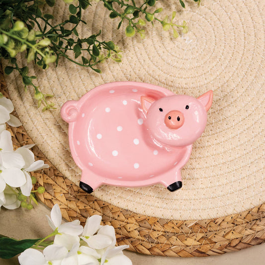 Polka Dot Pink Pig Trinket Dish