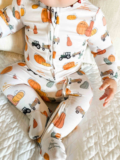 Pumpkin Hayrack Baby Bamboo Pajamas