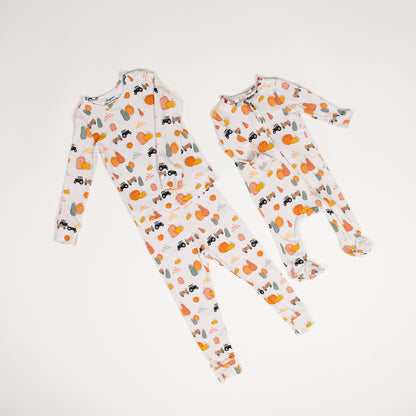 Pumpkin Hayrack Toddler/Youth Bamboo Pajamas - American Farm Company