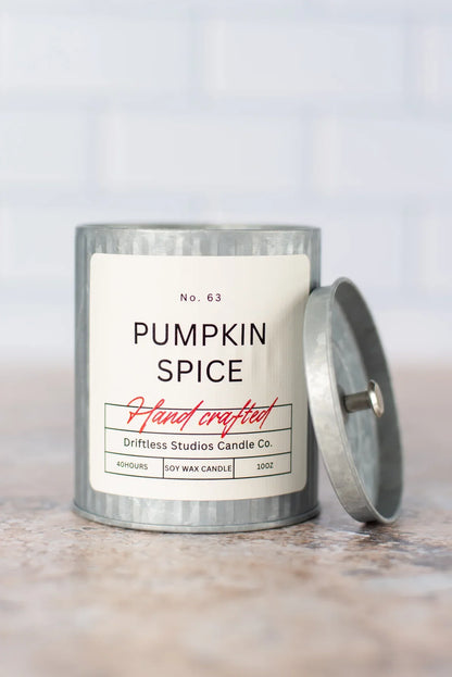 Pumpkin Spice Tin Farmhouse Candle