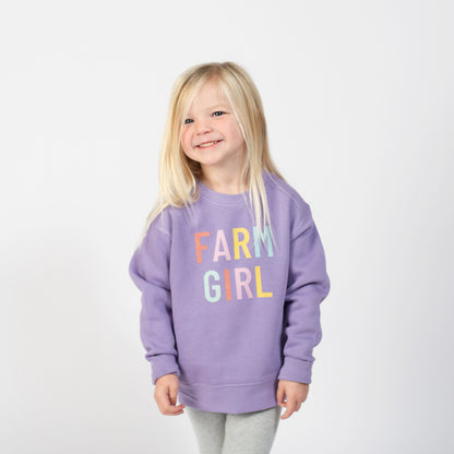 Purple ‘Farm Girl’ Crewneck - Toddler