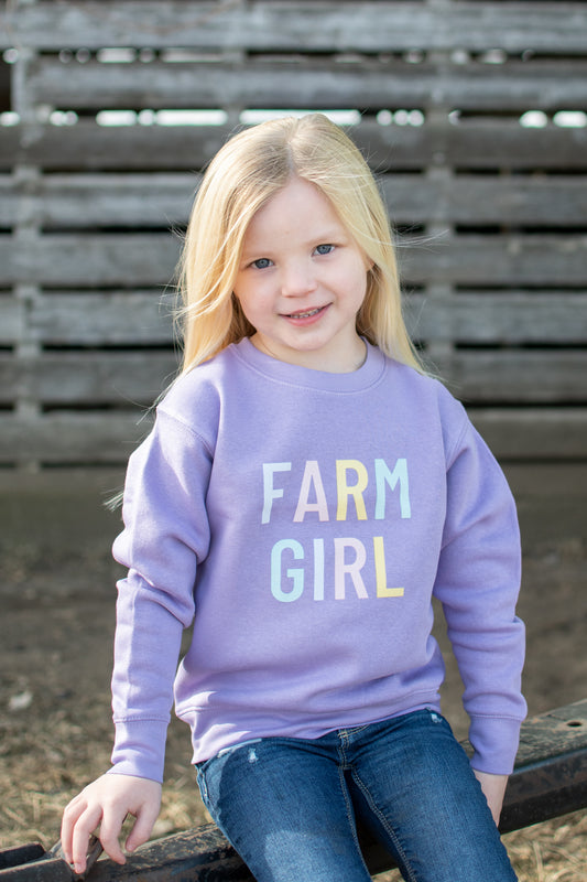 Purple ‘Farm Girl’ Toddler/Youth Crewneck