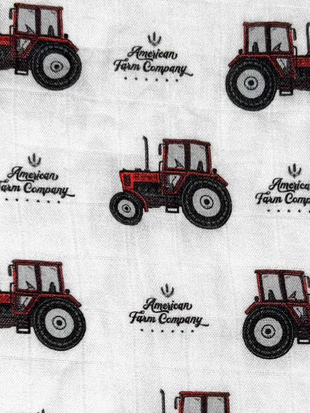 Oversized Red Tractor Muslin Blanket
