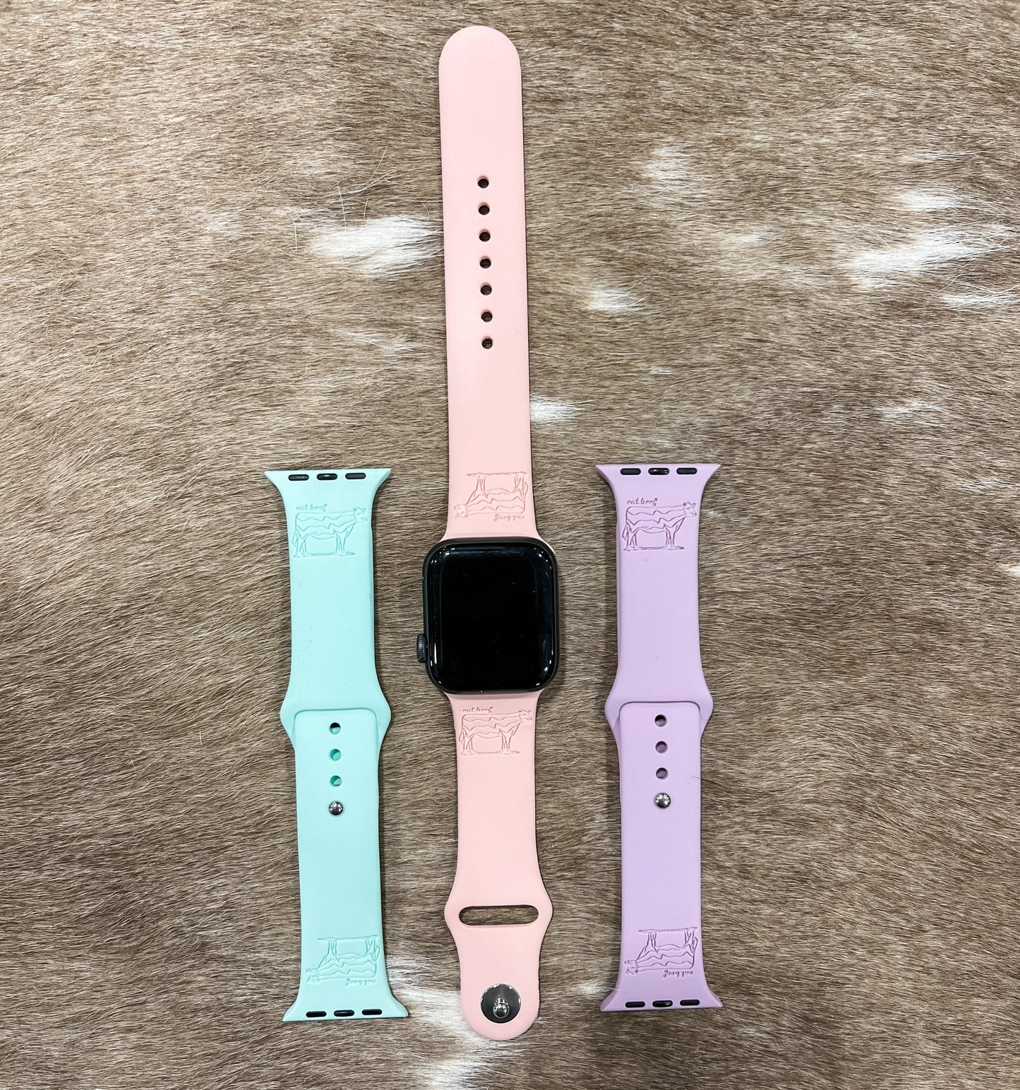 Retro Cow Silicone Apple Watch Band - Purple