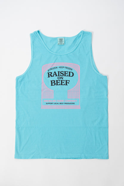 'Raised on Beef' Teal Tank Top