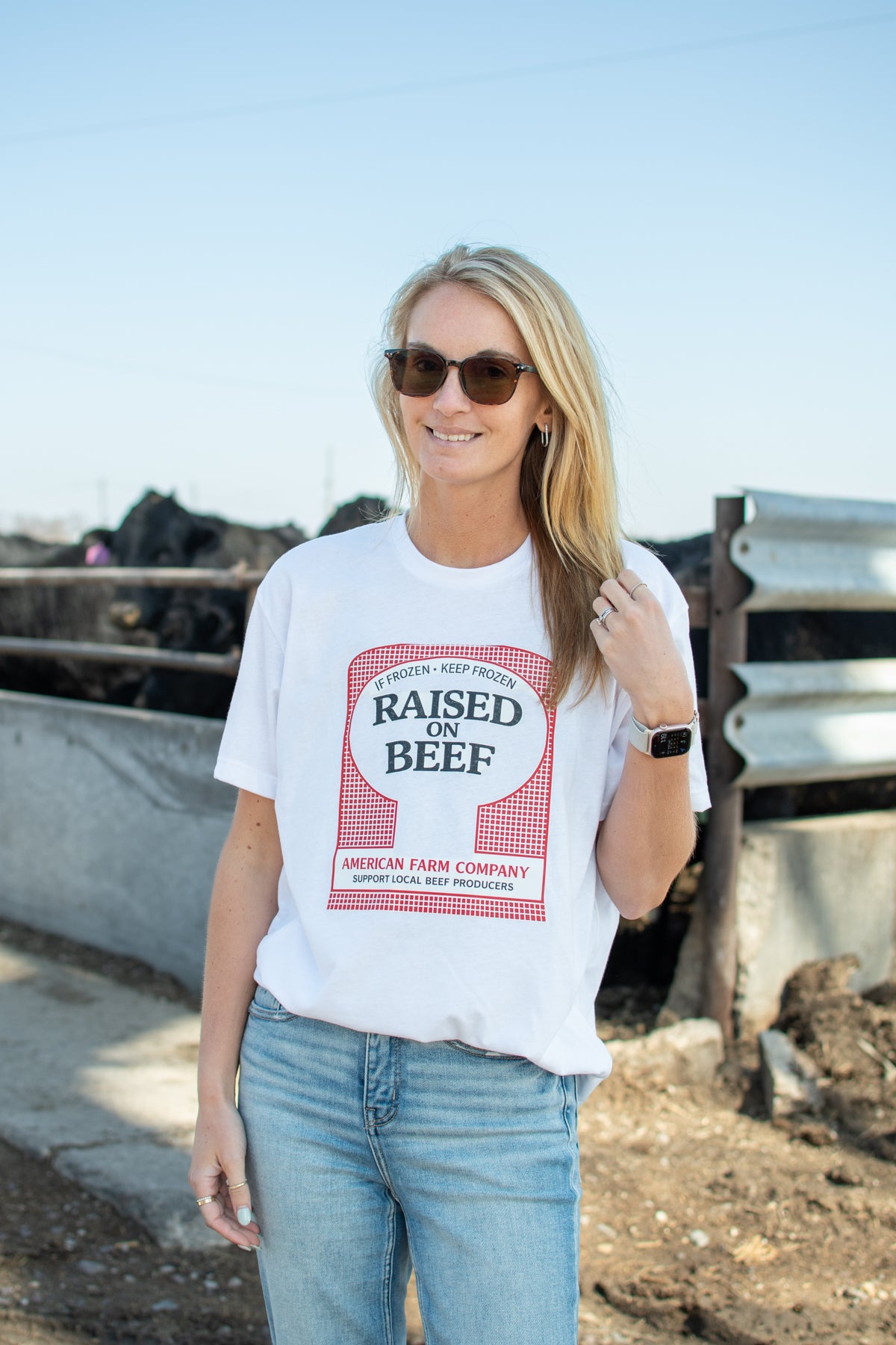 'Raised on Beef' White Tee
