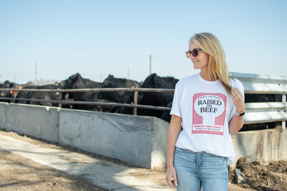 'Raised on Beef' White Tee
