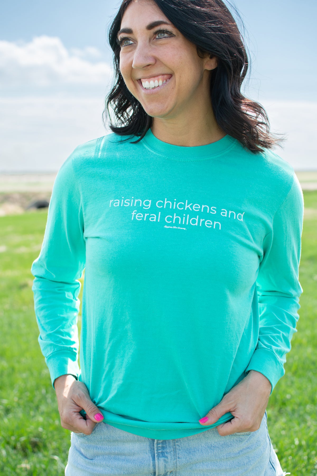 'Raising Chickens and Feral Children' Green Long Sleeve