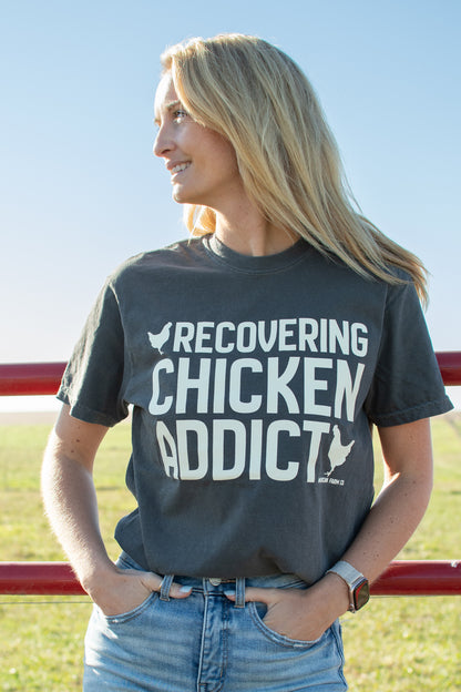 'Recovering Chicken Addict' Charcoal Tee