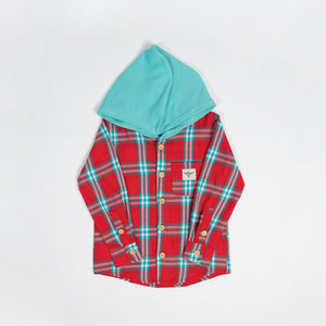 Red Plaid Hooded Flannel Shirt - Baby/Youth - American Farm Company