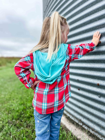 Red Plaid Hooded Flannel Shirt - Baby/Youth - American Farm Company