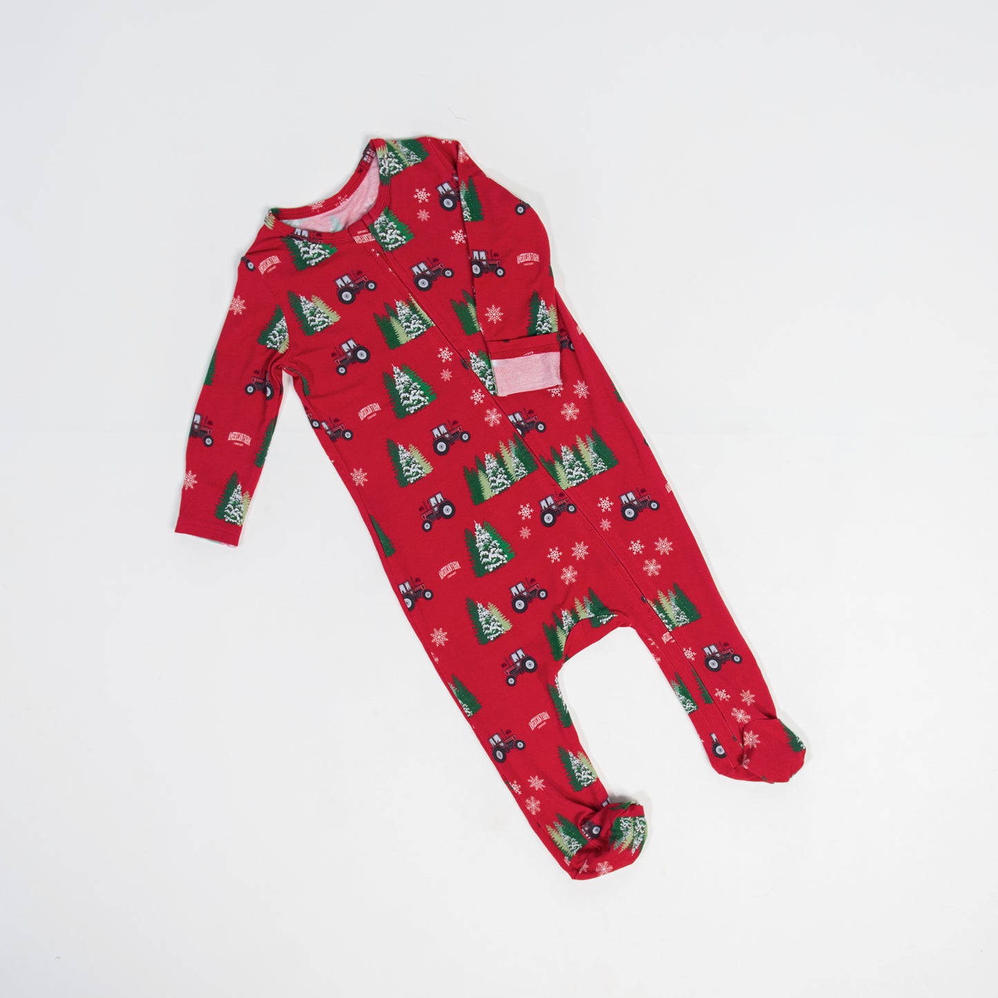 Red Tractor Christmas Baby Bamboo Pajamas