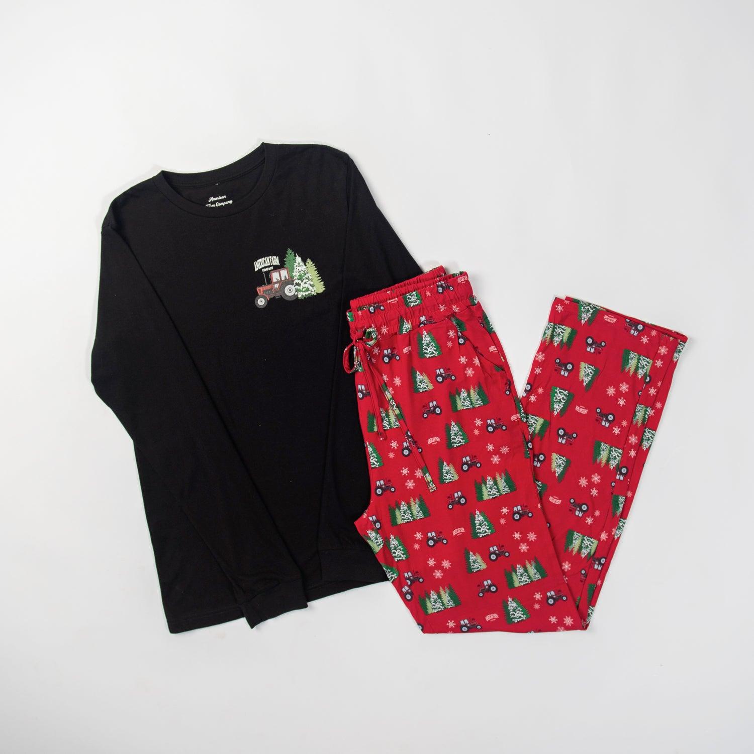 Red Tractor Christmas Bamboo Pajama Pants - American Farm Company