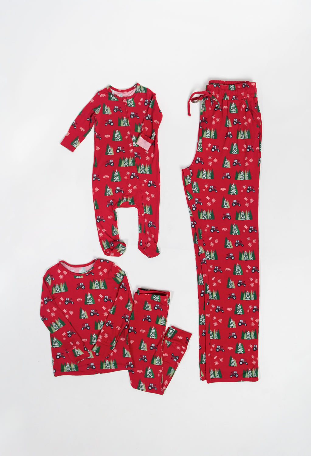 Red Tractor Christmas Baby Bamboo Pajamas