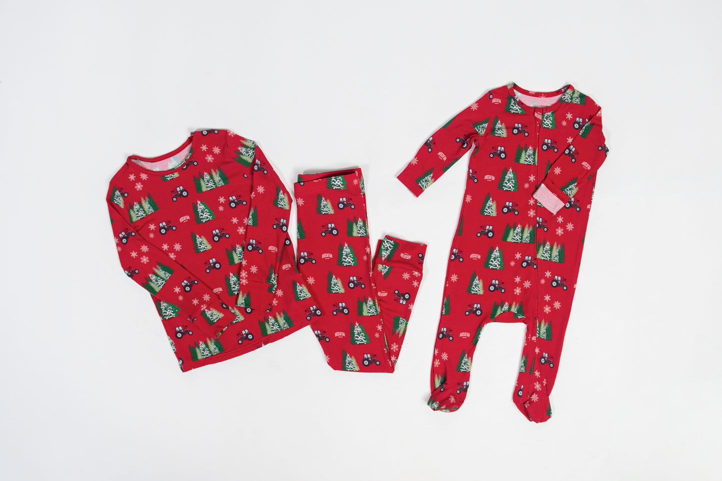 Red Tractor Christmas Baby Bamboo Pajamas