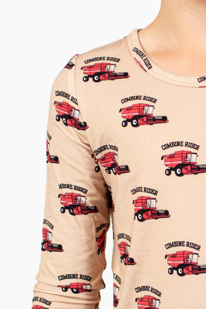 Red Combine Rider Toddler/Youth Bamboo Pajama Set