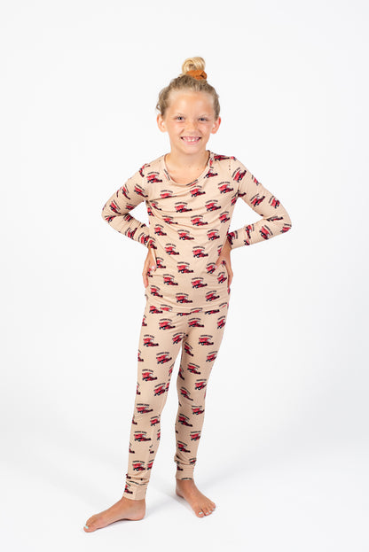 Red Combine Rider Toddler/Youth Bamboo Pajama Set