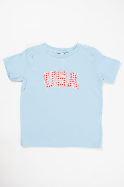 Red Gingham 'USA' Blue Toddler/Youth Tee