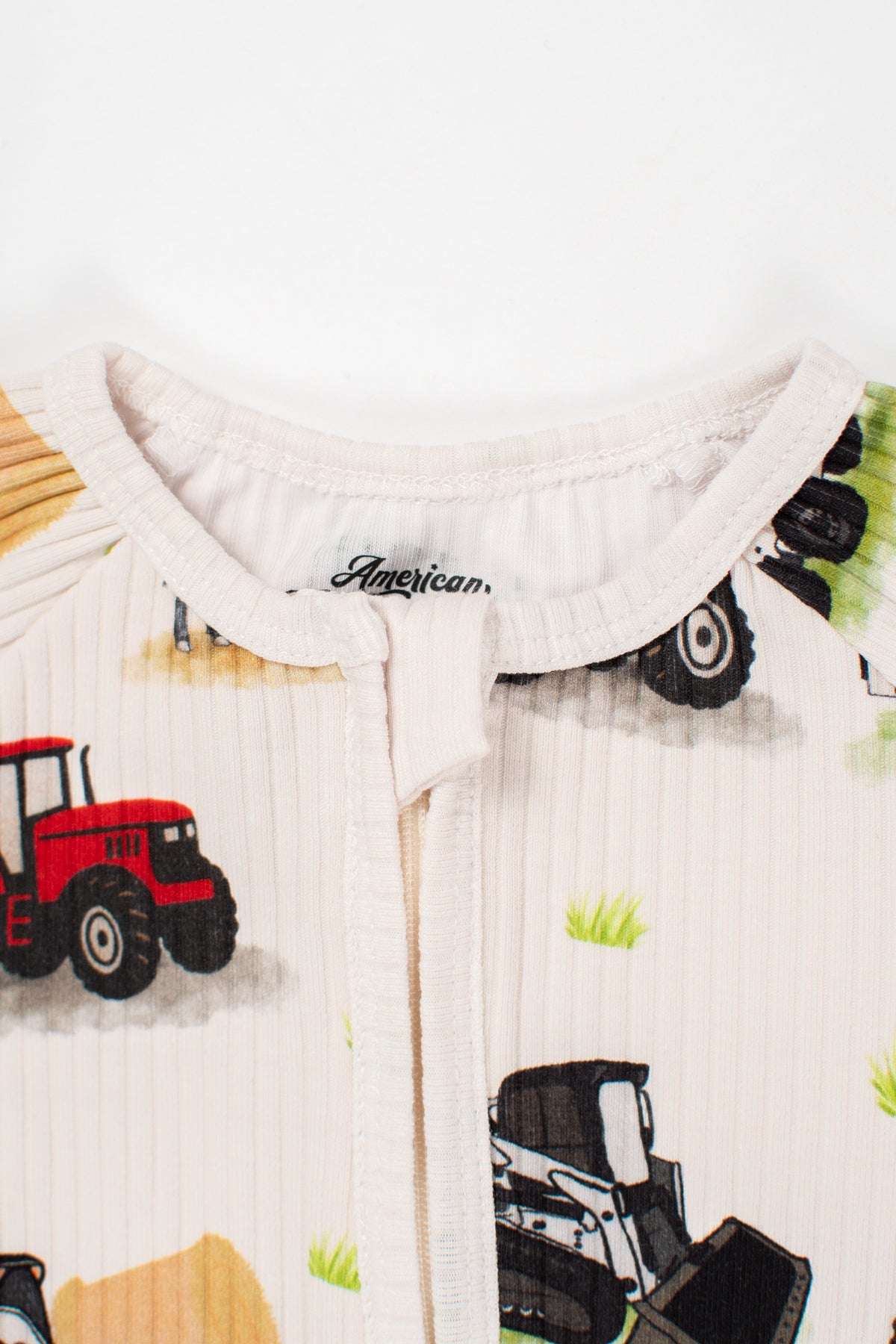 Red Tractor Farm Kid Baby Ribbed Cotton Zippy