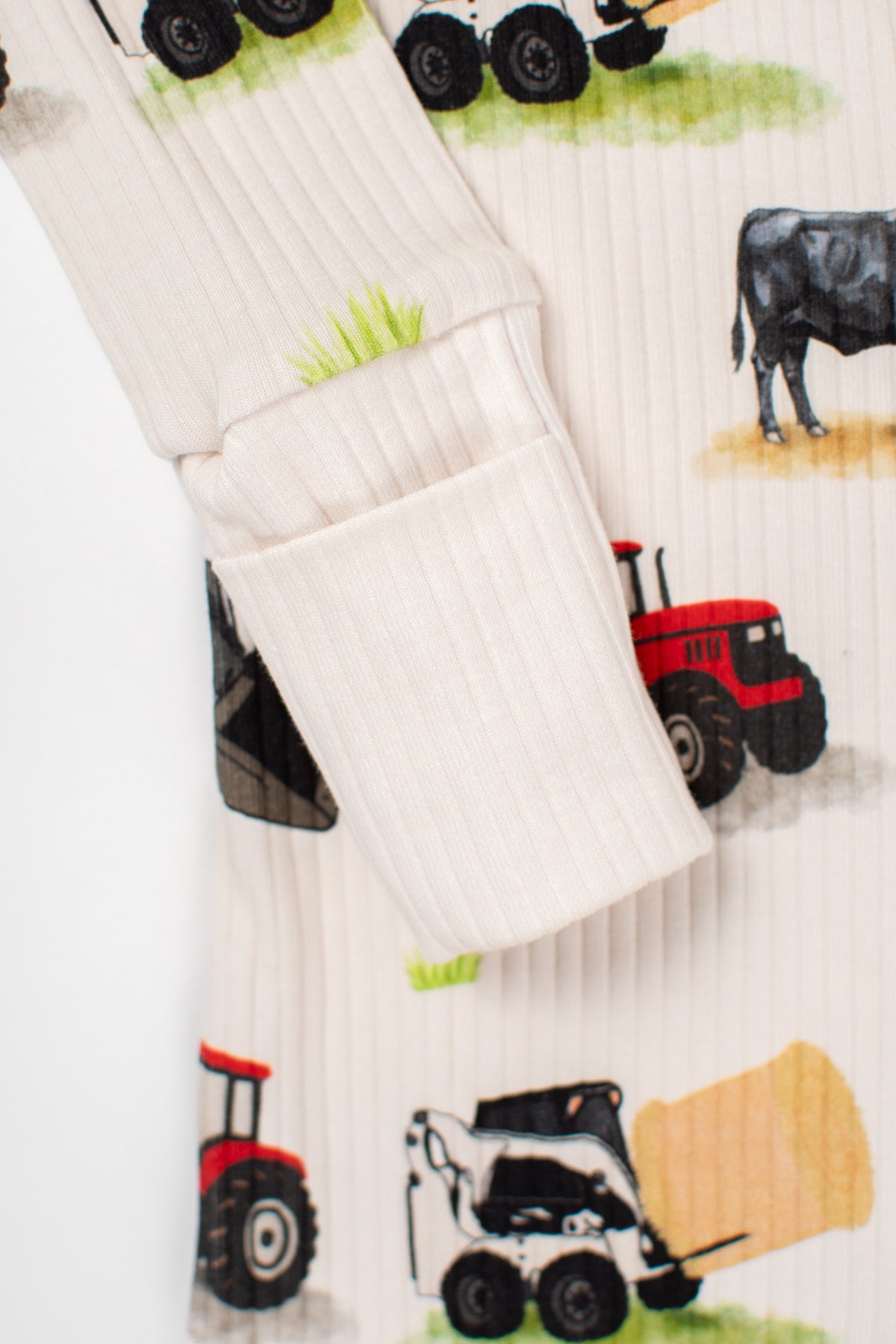 Red Tractor Farm Kid Baby Ribbed Cotton Zippy