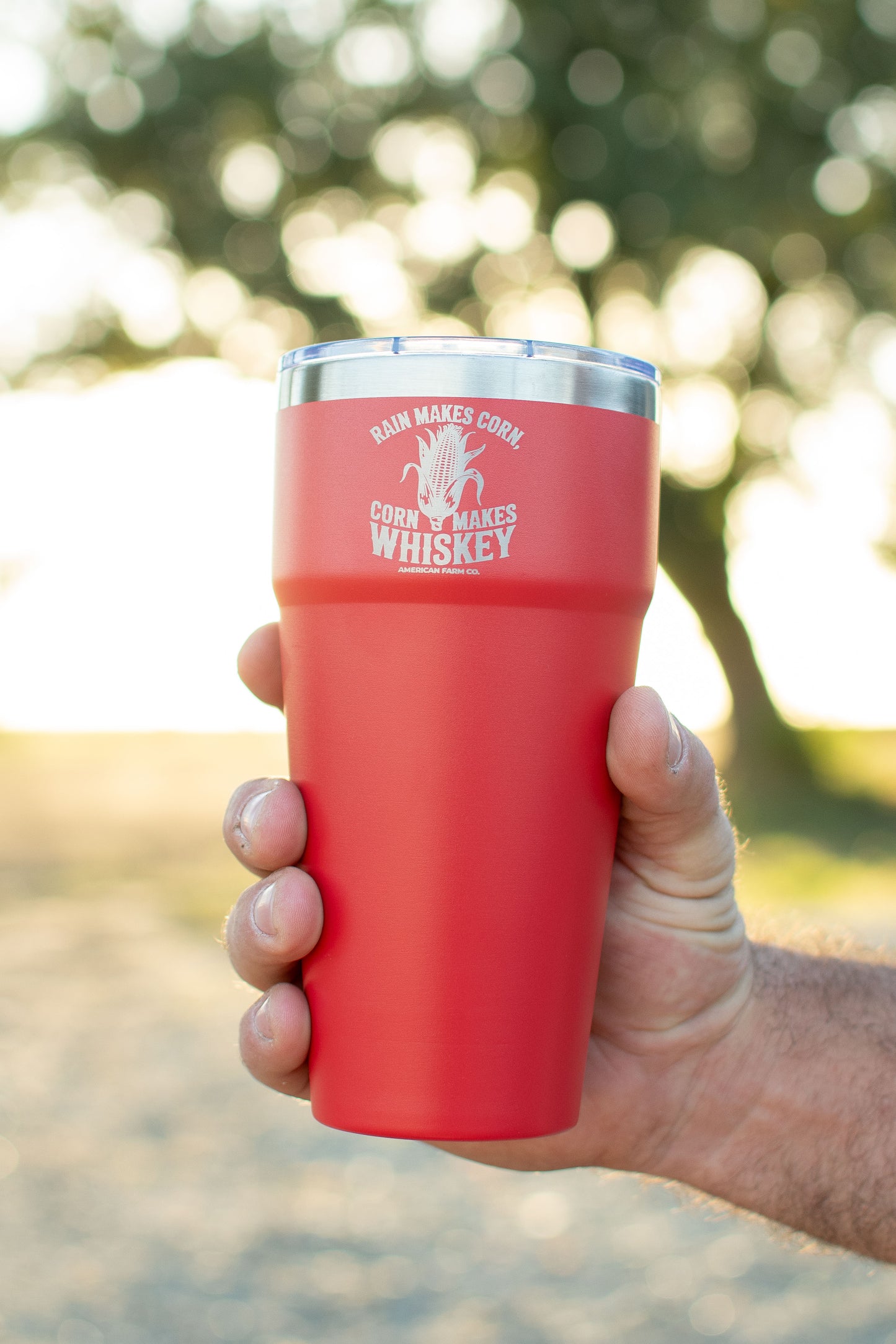 Red 'Rain Makes Corn, Corn Makes Whiskey' 30oz Tumbler