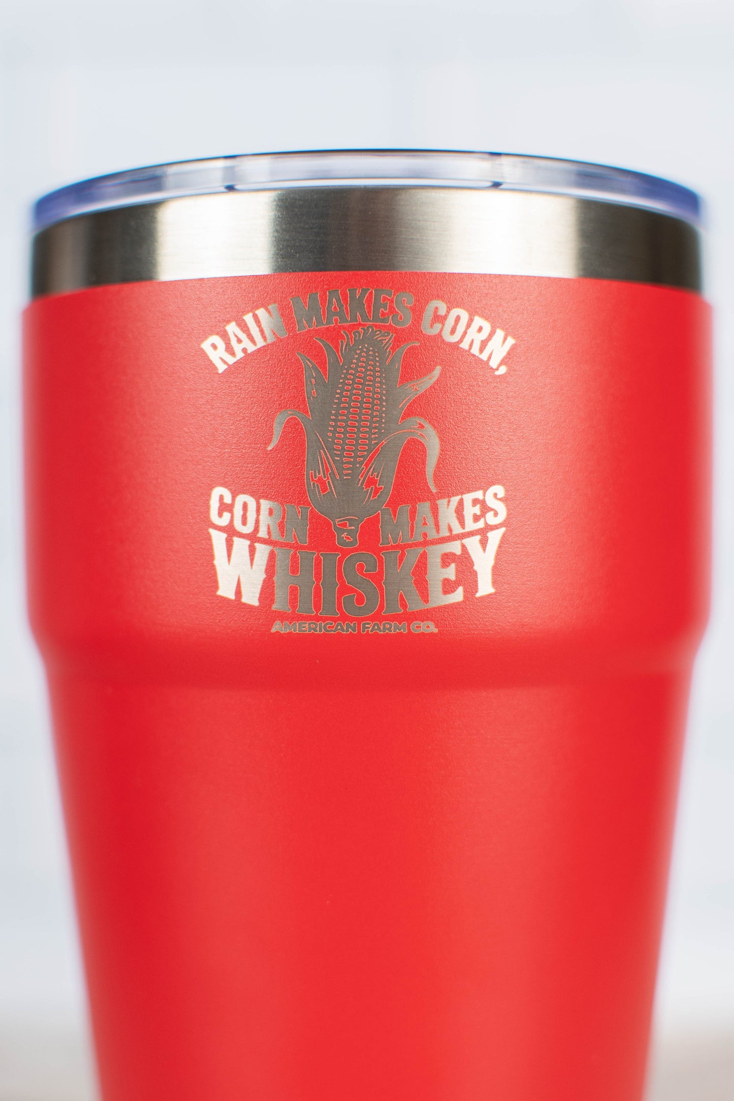 Red 'Rain Makes Corn, Corn Makes Whiskey' 30oz Tumbler