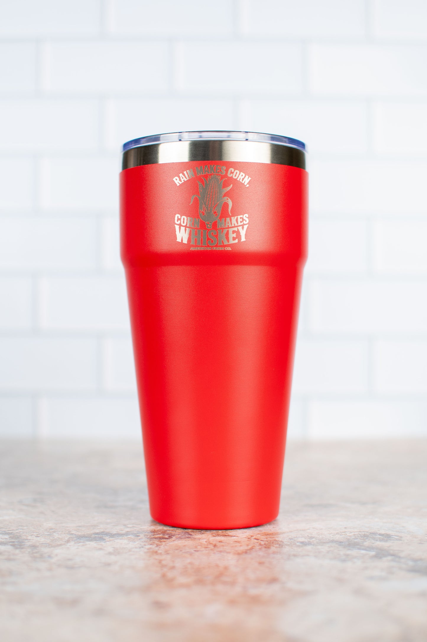 Red 'Rain Makes Corn, Corn Makes Whiskey' 30oz Tumbler