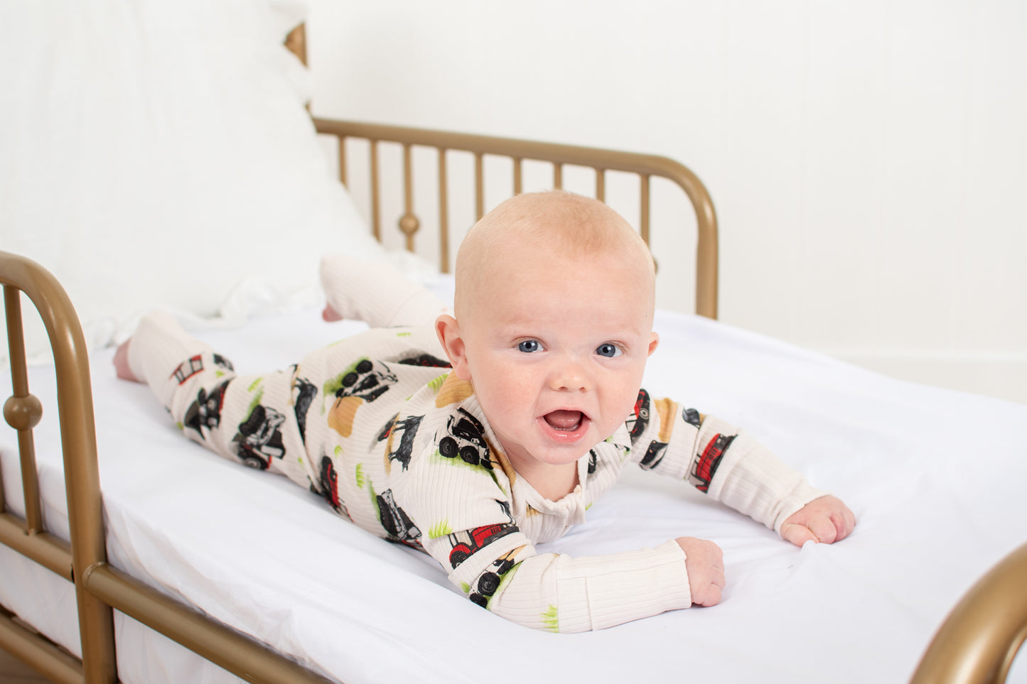 Red Tractor Farm Kid Baby Ribbed Cotton Zippy