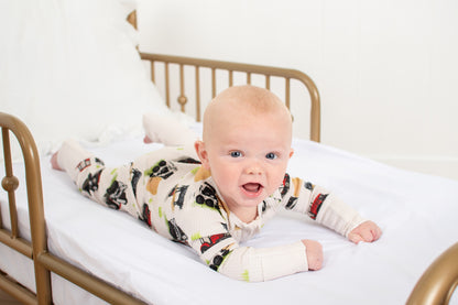 Red Tractor Farm Kid Baby Ribbed Cotton Zippy