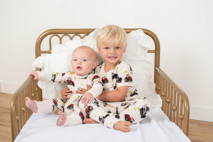 Red Tractor Farm Kid Toddler/Youth Ribbed Cotton Pajama Set