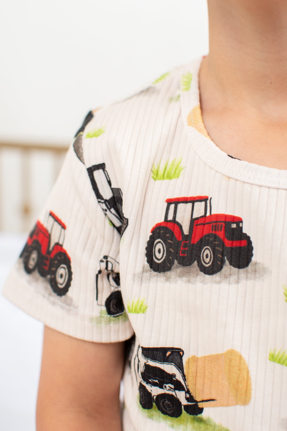 Red Tractor Farm Kid Toddler/Youth Ribbed Cotton Pajama Set